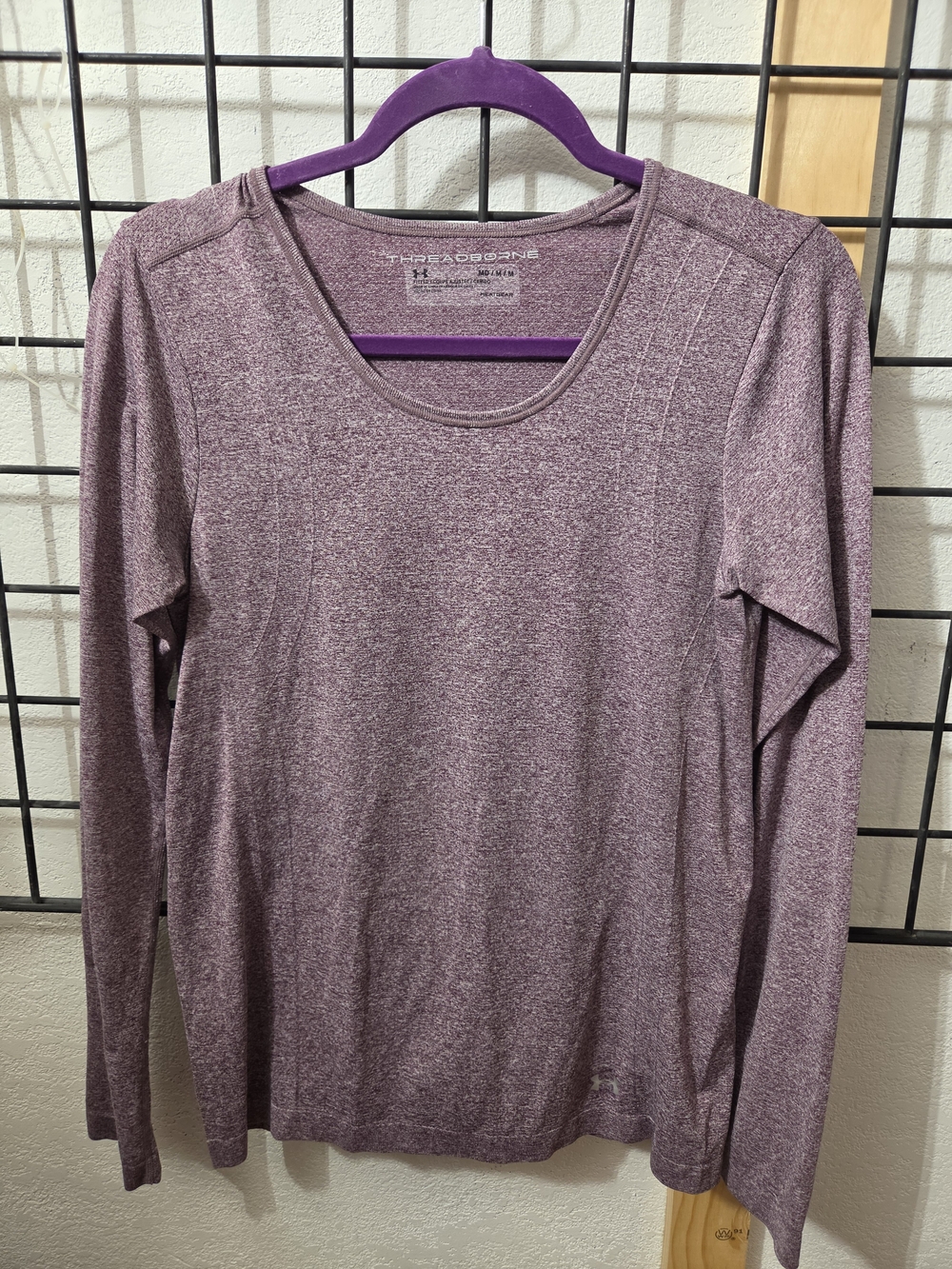 *Hurley Women's Long-Sleeve Top in Heather Plum Pit 18 Length 25